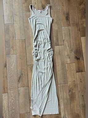 Victorias Secret Stripes Tank Maxi Dress in Beige and Light Blue